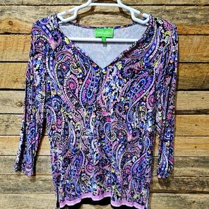 Womens Papagallo‎ Multicolor Tunic Top Size Extra Large
